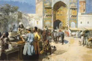 An Open-Air Restaurant, Lahore by Edwin Lord Weeks Oil Painting
