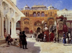 Arrival Of Prince Humbert, The Rajah, At The Palace Of Amber by Edwin Lord Weeks - Oil Painting Reproduction