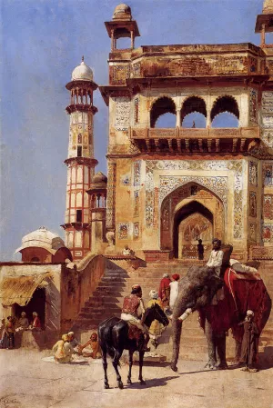 Before A Mosque by Edwin Lord Weeks - Oil Painting Reproduction