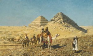 Camel Caravan Amid The Pyramids, Egypt by Edwin Lord Weeks Oil Painting