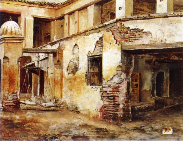 Main Product Photo of Courtyard in Morocco Painting by Edwin Lord Weeks