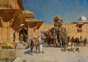 Departure For The Hunt by Edwin Lord Weeks Oil Painting