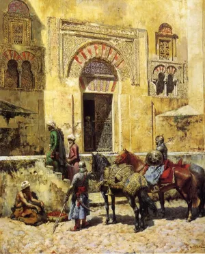 Entering the Mosque by Edwin Lord Weeks Oil Painting