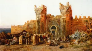 Gate of Shehal, Morocco by Edwin Lord Weeks - Oil Painting Reproduction