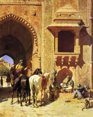 Gate of the Fortress at Agra, India Oil painting by Edwin Lord Weeks