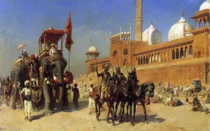 Great Mogul and his Court Returning from the Great Mosque at Delhi, India by Edwin Lord Weeks Oil Painting