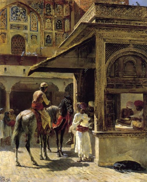 Hindu Merchants by Edwin Lord Weeks - Hand-Painted Oil Painting Reproduction