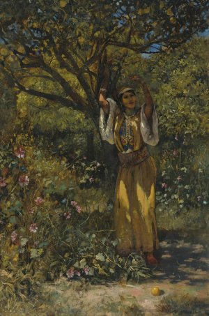 In the garden by Edwin Lord Weeks Oil Painting