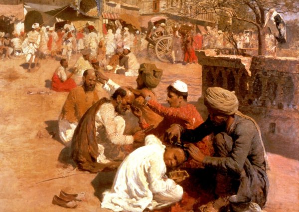 Indian Barbers - Saharanpore by Edwin Lord Weeks - Hand-Painted Oil Painting Reproduction
