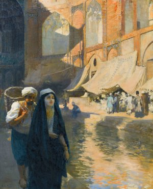 Isfahan bazaar by Edwin Lord Weeks Oil Painting