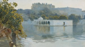 Lake At Oodeypore, India by Edwin Lord Weeks Oil Painting