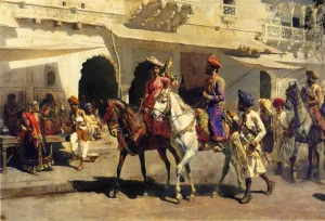 Leaving for the Hunt at Gwalior by Edwin Lord Weeks - Oil Painting Reproduction
