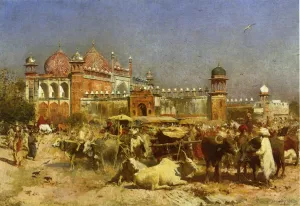 Market Place, Agra by Edwin Lord Weeks Oil Painting