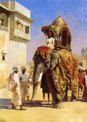 Mogul's Elephant by Edwin Lord Weeks - Oil Painting Reproduction