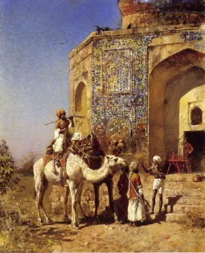 Old Blue-Tiled Mosque, Outside of Delhi, India by Edwin Lord Weeks Oil Painting