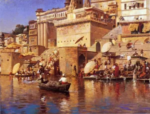On the River Benares by Edwin Lord Weeks Oil Painting