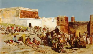 Open Market, Morocco by Edwin Lord Weeks - Oil Painting Reproduction