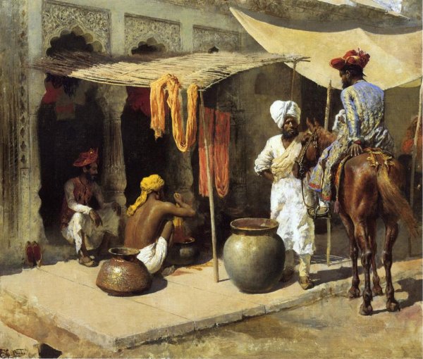 Outside an Indian Dye House by Edwin Lord Weeks - Hand-Painted Oil Painting Reproduction