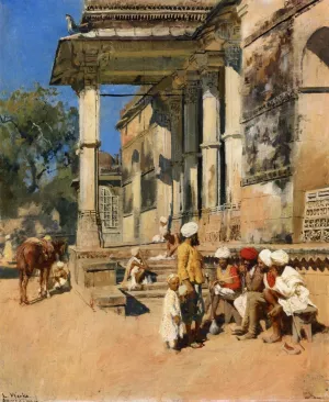 Portico of a Mosque, Ahmedabad Oil painting by Edwin Lord Weeks
