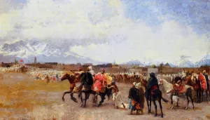 Powder Play - City of Morocco, Outside the Walls by Edwin Lord Weeks - Oil Painting Reproduction