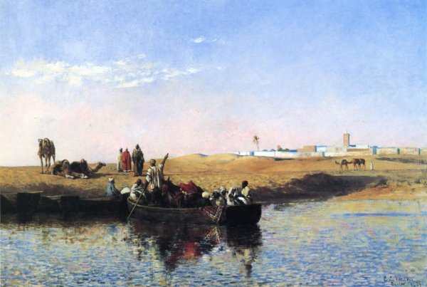 Main Product Photo of Scene at Sale, Morocco Painting by Edwin Lord Weeks