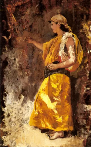 Standing Arab Woman by Edwin Lord Weeks - Oil Painting Reproduction