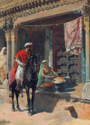 Street vendor, Ahmedabad by Edwin Lord Weeks Oil Painting