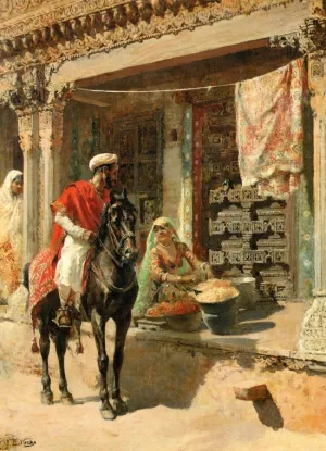 Street Vendor, Ahmedabad by Edwin Lord Weeks Oil Painting
