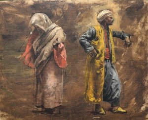 Study of Two Figures by Edwin Lord Weeks Oil Painting