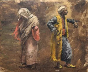 Study of Two Figures by Edwin Lord Weeks Oil Painting