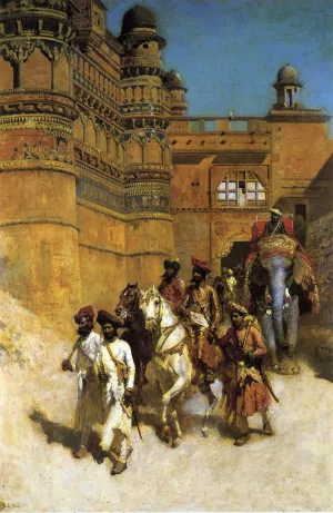 The Maharahaj of Gwalior Before His Palace by Edwin Lord Weeks Oil Painting
