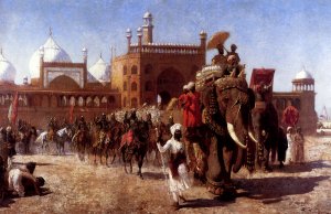 The Return of the Imperial Court from the Great Nosque at Delhi, in the Reign of Shah Jehan Oil painting by Edwin Lord Weeks