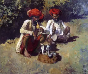 The Snake Charmers, Bombay by Edwin Lord Weeks Oil Painting