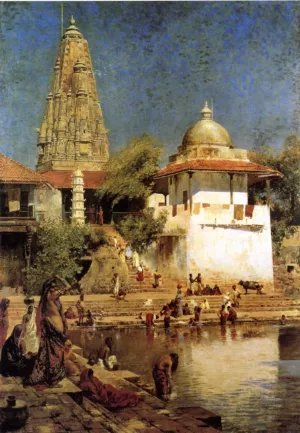 The Temples and Tank of Walkeshwar at Bombay by Edwin Lord Weeks Oil Painting