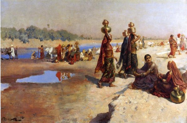 Main Product Photo of Water Carriers of the Ganges Painting by Edwin Lord Weeks