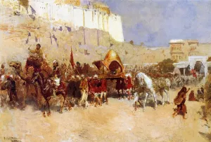 Wedding Procession, Jodhpur by Edwin Lord Weeks Oil Painting