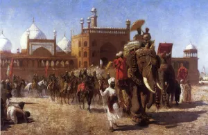Weeks the Return of the Imperial Court from the Great Mosque at Delhi in the Reign of Shah Jehan - Seventeenth Century Oil painting by Edwin Lord Weeks