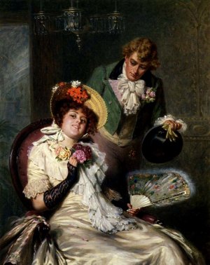 A Cautious Approach by Edwin Thomas Roberts Oil Painting