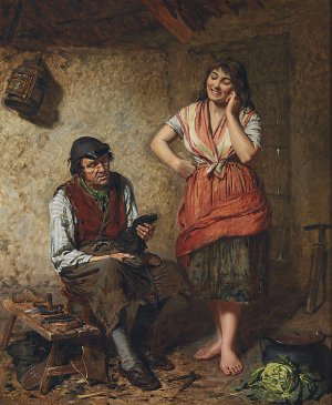New shoes by Edwin Thomas Roberts Oil Painting