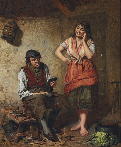 Main Product Photo of New shoes  Painting by Edwin Thomas Roberts