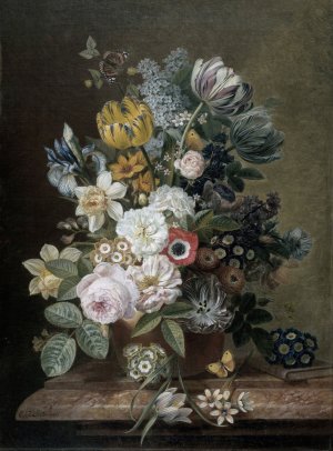Still Life with Flowers by Eelke Jelles Eelkema Oil Painting