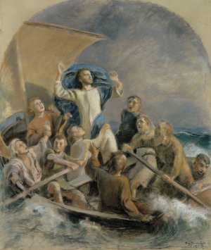Christ Sets A Storm by Eero Jarnefelt Oil Painting