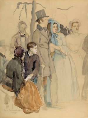 Flora Festival At Kumtahti Field, Study by Eero Jarnefelt Oil Painting