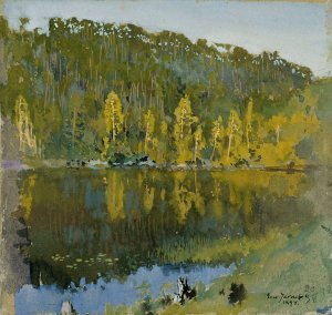 Forest Pond, Landscape Study by Eero Jarnefelt Oil Painting