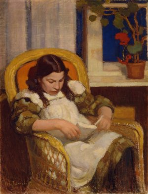Girl Reading by Eero Jarnefelt Oil Painting