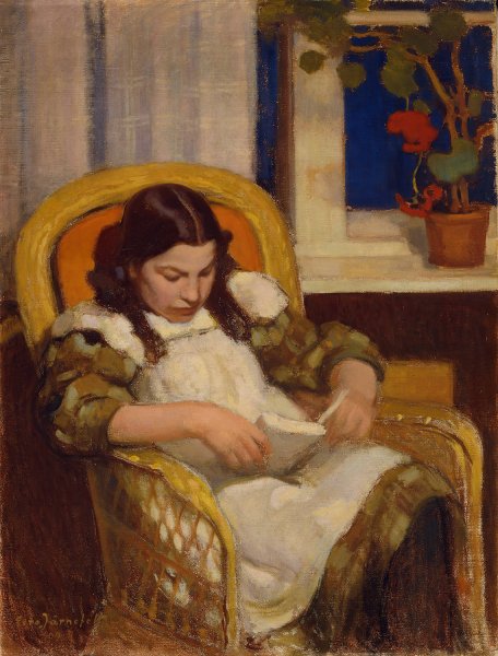 Girl Reading  by Eero Jarnefelt - Hand-Painted Oil Painting Reproduction