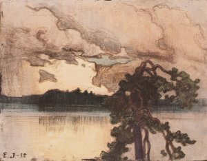 Lake Landscape at Sunset by Eero Jarnefelt Oil Painting