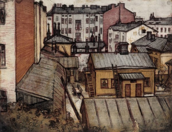 View from the Artist's Bernhardinkatu Home by Eero Jarnefelt - Hand-Painted Oil Painting Reproduction