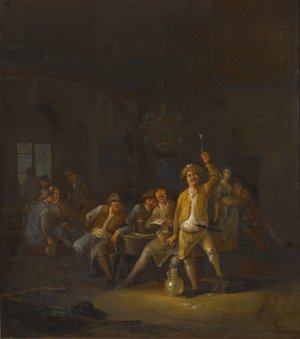 A Tavern Interior With Peasants Drinking And Singing by Egbert Van Heemskerck The Younger Oil Painting