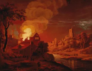 A nocturnal fire by Egbert Van Der Poel Oil Painting